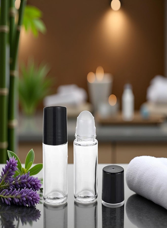 Sluswallow 2 Pcs Black Clear Empty Glass Essential Oil Roller Bottles Vials Containers Refillable Roll-on Bottles, 30ML Refillable Cosmetic Containers Refillable Containers Tools and Accessories - Image 3